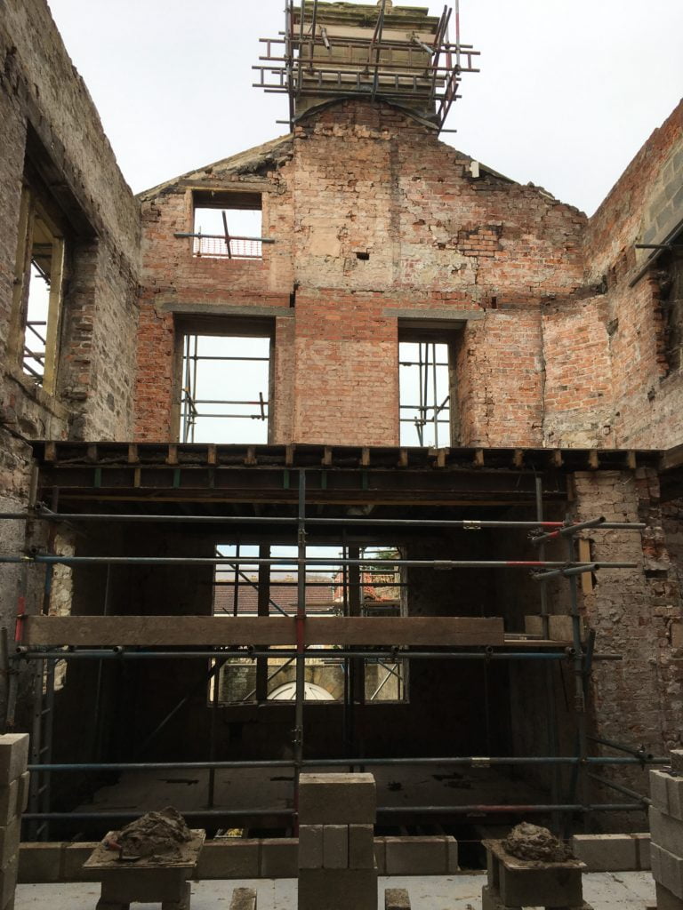 Inside of a half demolished building